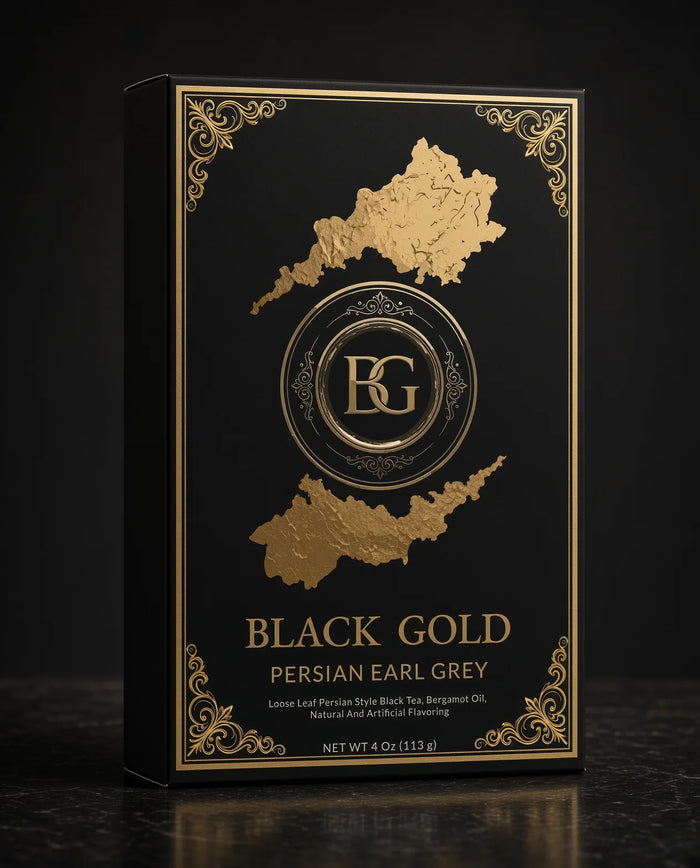Persian Earl Grey 4 oz box on dark marble
