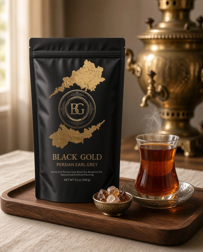 Persian Earl Grey with a samovar and tea glass